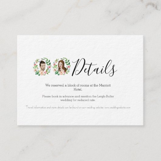 Illustrierte Hochzeitskarte Begleitkarte (Vorderseite)