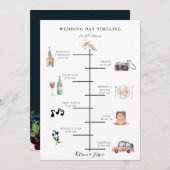 Illustrierte Hochzeitszeitachse für Navy Blue Flor Programm (Vorne/Hinten)