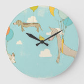 Illustrierte Hunde Schlafzimmerdekoration für Kind Große Wanduhr (Vorderseite)