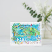 Illustrierte Insel Haiti Reiseplan mit Straßen Postkarte (Stehend Vorderseite)