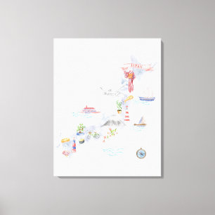 Illustrierte Japan-Karte Leinwanddruck