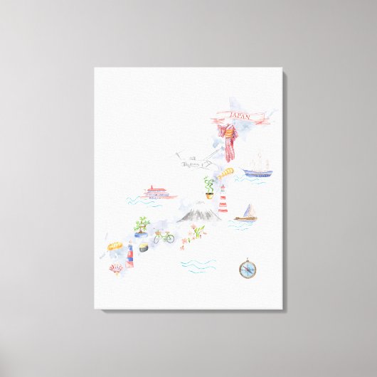Illustrierte Japan-Karte Leinwanddruck (Vorderseite)