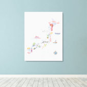 Illustrierte Japan-Karte Leinwanddruck (Insitu (Holzboden))