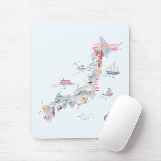 Illustrierte Japan-Karte Mousepad (Mit Mouse)