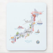 Illustrierte Japan-Karte Mousepad (Vorne)