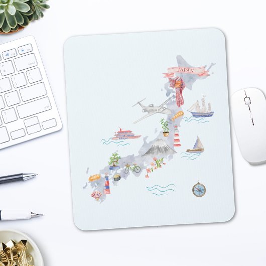 Illustrierte Japan-Karte Mousepad