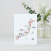 Illustrierte Japan-Karte Postkarte (Stehend Vorderseite)