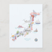 Illustrierte Japan-Karte Postkarte (Vorderseite)