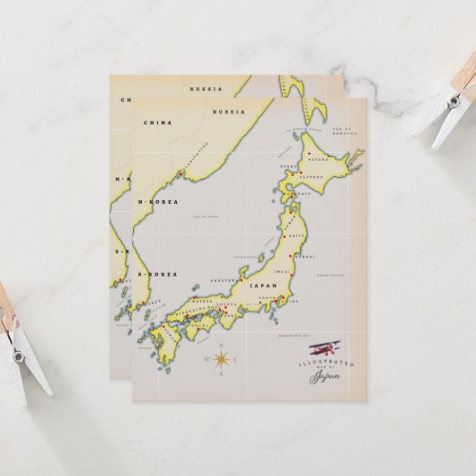 Illustrierte japanische Landkarte (Vorderseite/Rückseite Beispiel)
