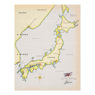 Illustrierte japanische Landkarte Fotodruck