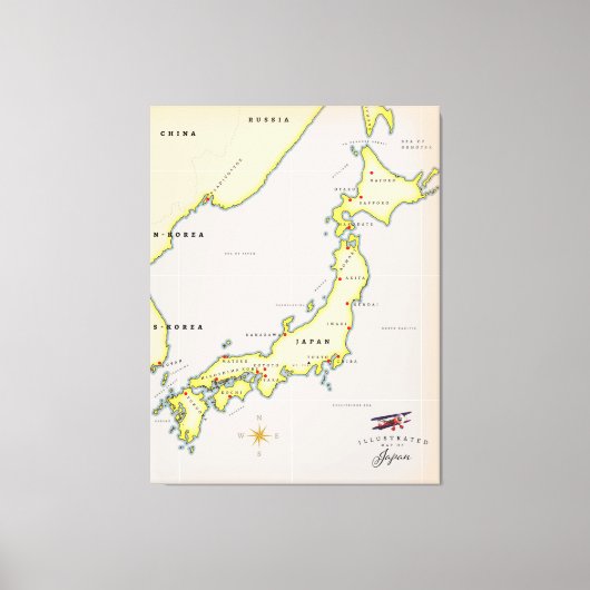 Illustrierte japanische Landkarte Leinwanddruck (Vorderseite)