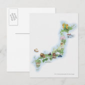 Illustrierte japanische Landkarte Postkarte (Vorne/Hinten)
