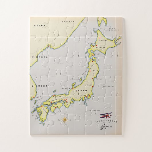 Illustrierte japanische Landkarte Puzzle (Vertikal)
