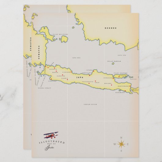 Illustrierte Java-Karte. (Vorne/Hinten)