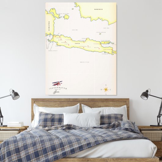 Illustrierte Java-Karte. Leinwanddruck (Insitu (Schlafzimmer))