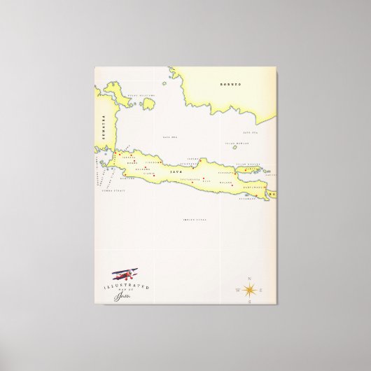 Illustrierte Java-Karte. Leinwanddruck (Vorderseite)