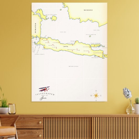 Illustrierte Java-Karte. Leinwanddruck (Insitu (Wohnzimmer))