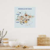 Illustrierte Karte Asiens Poster (Küche)