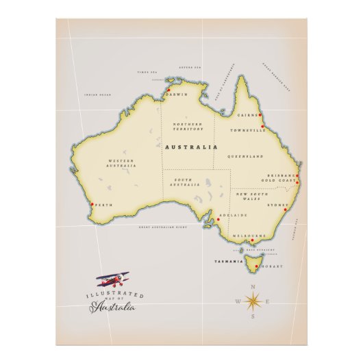 Illustrierte Karte Australiens Fotodruck (Vorne)