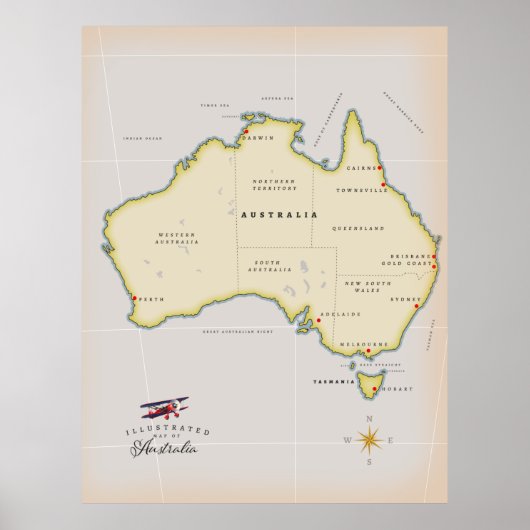 Illustrierte Karte Australiens Poster (Vorne)