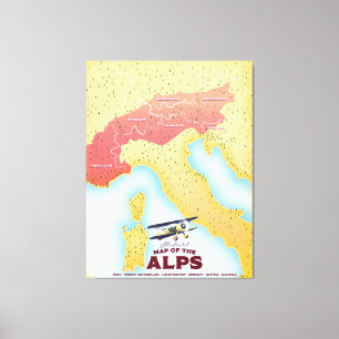Illustrierte Karte der Alpen Leinwanddruck