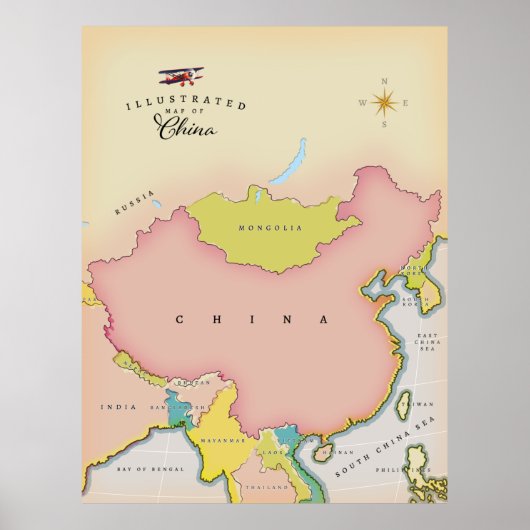Illustrierte Karte der China Poster (Vorne)