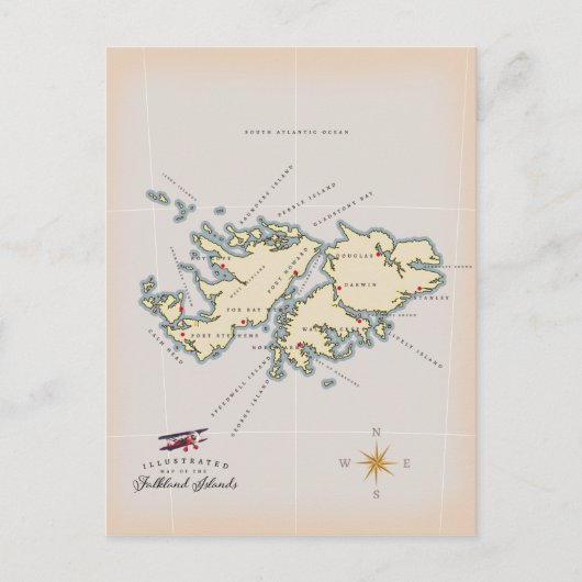 Illustrierte Karte der Falklandinseln. (Vorderseite)