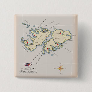 Illustrierte Karte der Falklandinseln. Button