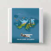 Illustrierte Karte der Falklandinseln Button (Vorderseite)