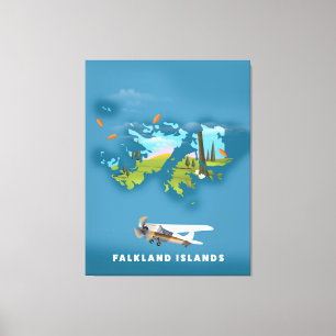 Illustrierte Karte der Falklandinseln Leinwanddruck