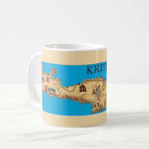 Illustrierte Karte der griechischen Insel Kreta Ta Kaffeetasse