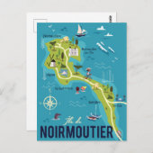 Illustrierte Karte der Insel Noirmoutier (Vorne/Hinten)