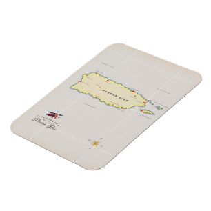 Illustrierte Karte der Insel Puerto Rico Magnet