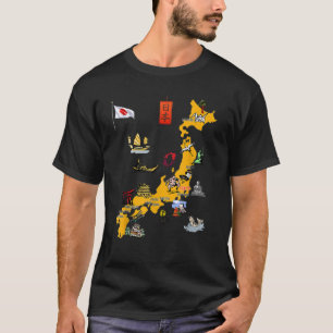 Illustrierte Karte der japanischen Flaggen Sehensw T-Shirt