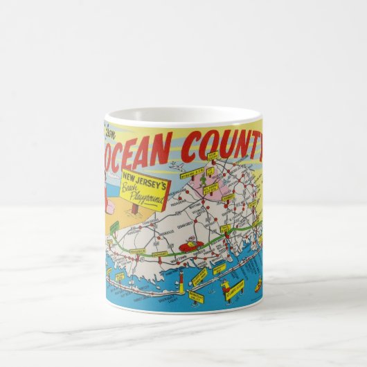 Illustrierte Karte der Jersey Shore Kaffeetasse (Mittel)