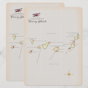 Illustrierte Karte der Kanarischen Inseln.