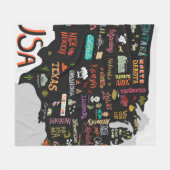 Illustrierte Karte der USA. Poster mit Staaten und Fleecedecke (Vorderseite (Horizontal))