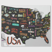 Illustrierte Karte der USA. Poster mit Staaten und Geschenkpapier (Flach)