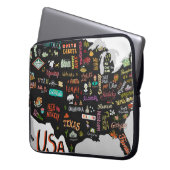 Illustrierte Karte der USA. Poster mit Staaten und Laptopschutzhülle (Vorderseite Links)