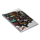 Illustrierte Karte der USA. Poster mit Staaten und Notizblock (Rechte Seite)