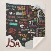 Illustrierte Karte der USA. Poster mit Staaten und Sherpadecke (Vorderseite)