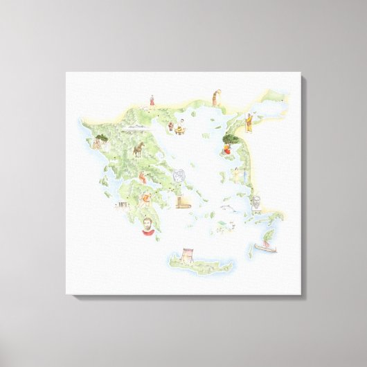 Illustrierte Karte des antiken Griechenlands Leinwanddruck (Vorderseite)