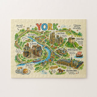 Illustrierte Karte des historischen Stadtabenteuer Puzzle