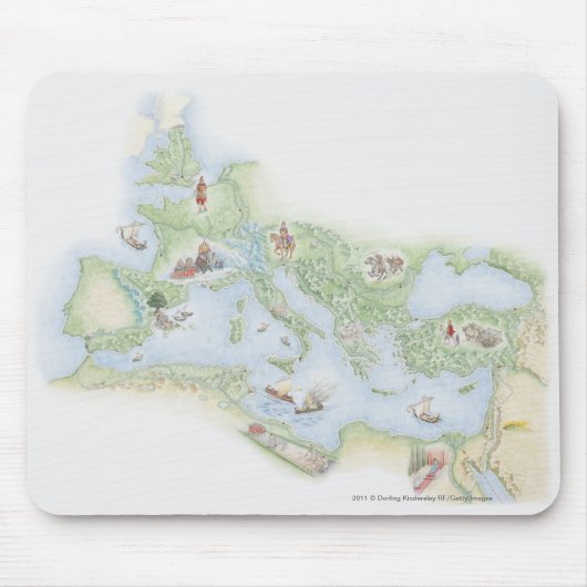 Illustrierte Karte des römischen Reiches Mousepad (Vorne)