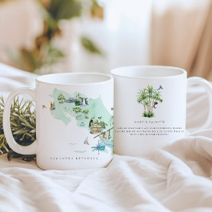 Illustrierte Karte für Wasserfarben Costa Rica   M Kaffeetasse