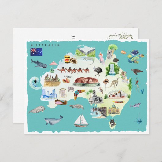 Illustrierte Karte für Wasserfarben in Australien (Vorne/Hinten)