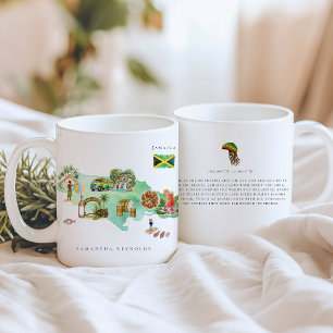 Illustrierte Karte für Wasserfarben Jamaika   Mono Kaffeetasse