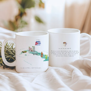 Illustrierte Karte für Wasserfarben Kuba   Monogra Kaffeetasse