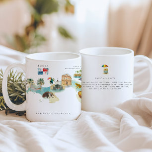 Illustrierte Karte für Wasserfarben Panama   Monog Kaffeetasse