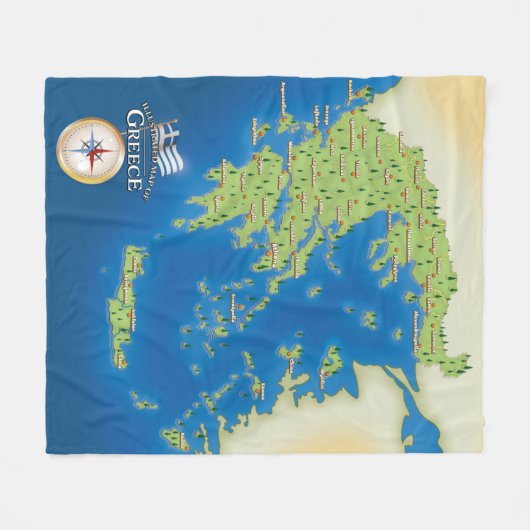 Illustrierte Karte Griechenlands. Fleecedecke (Vorderseite (Horizontal))